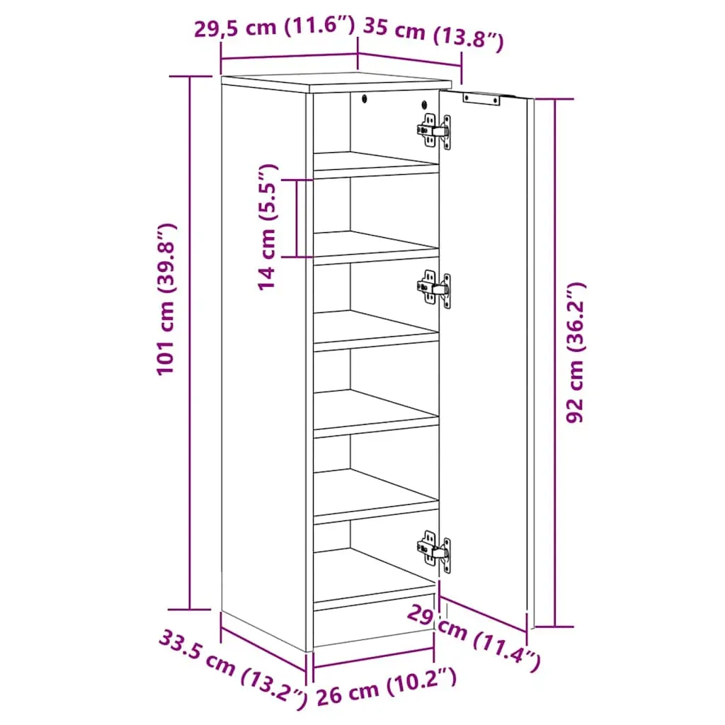 Shoe Cabinet 30x35x100 cm Engineered Wood Price