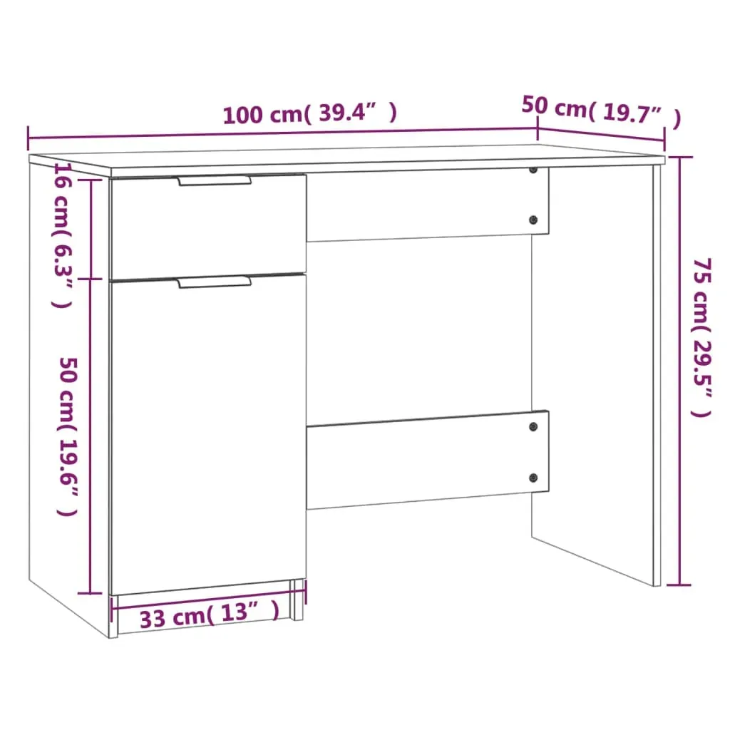 Desk 100x50x75 cm Engineered Wood Price