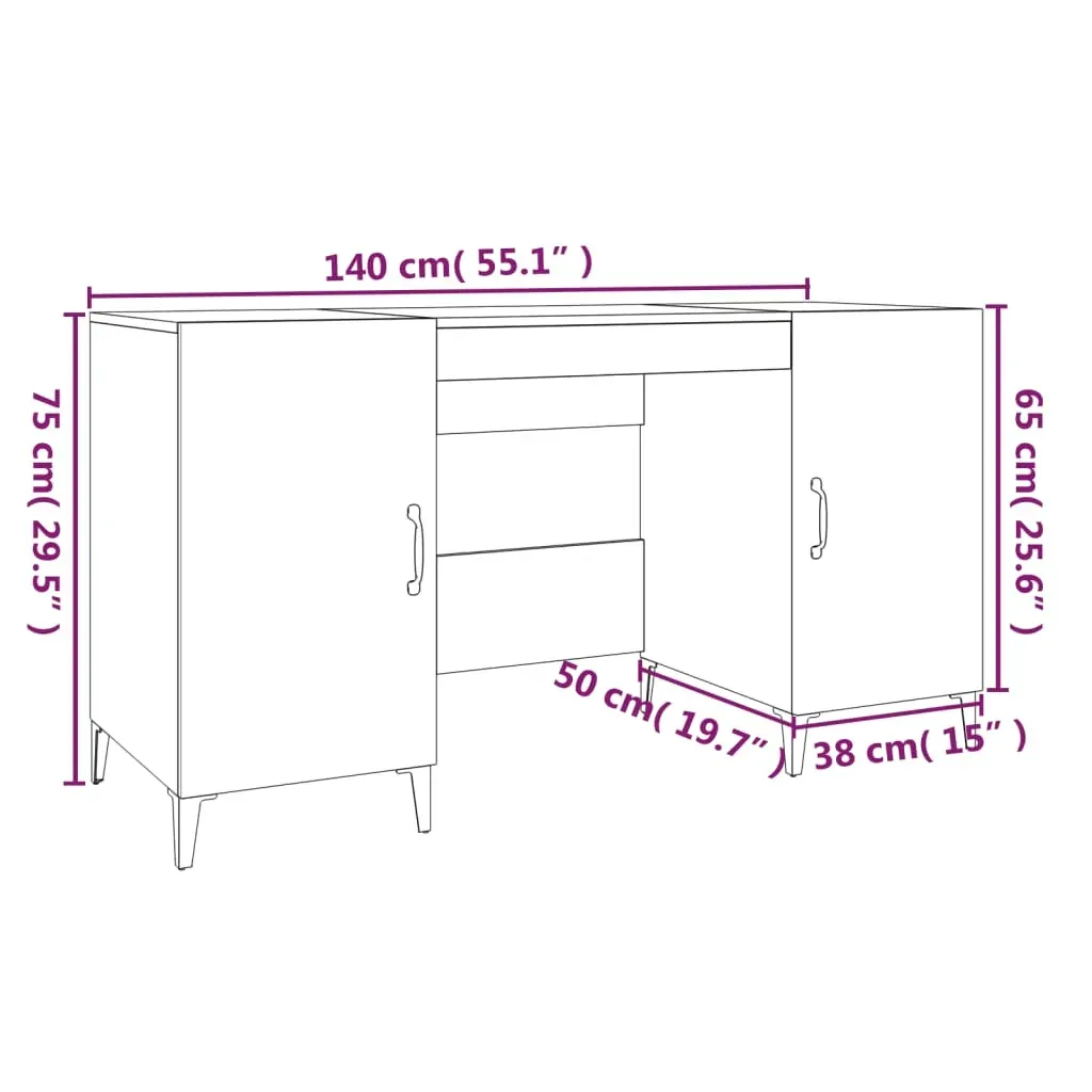 Desk 140x50x75 cm Engineered Wood Price