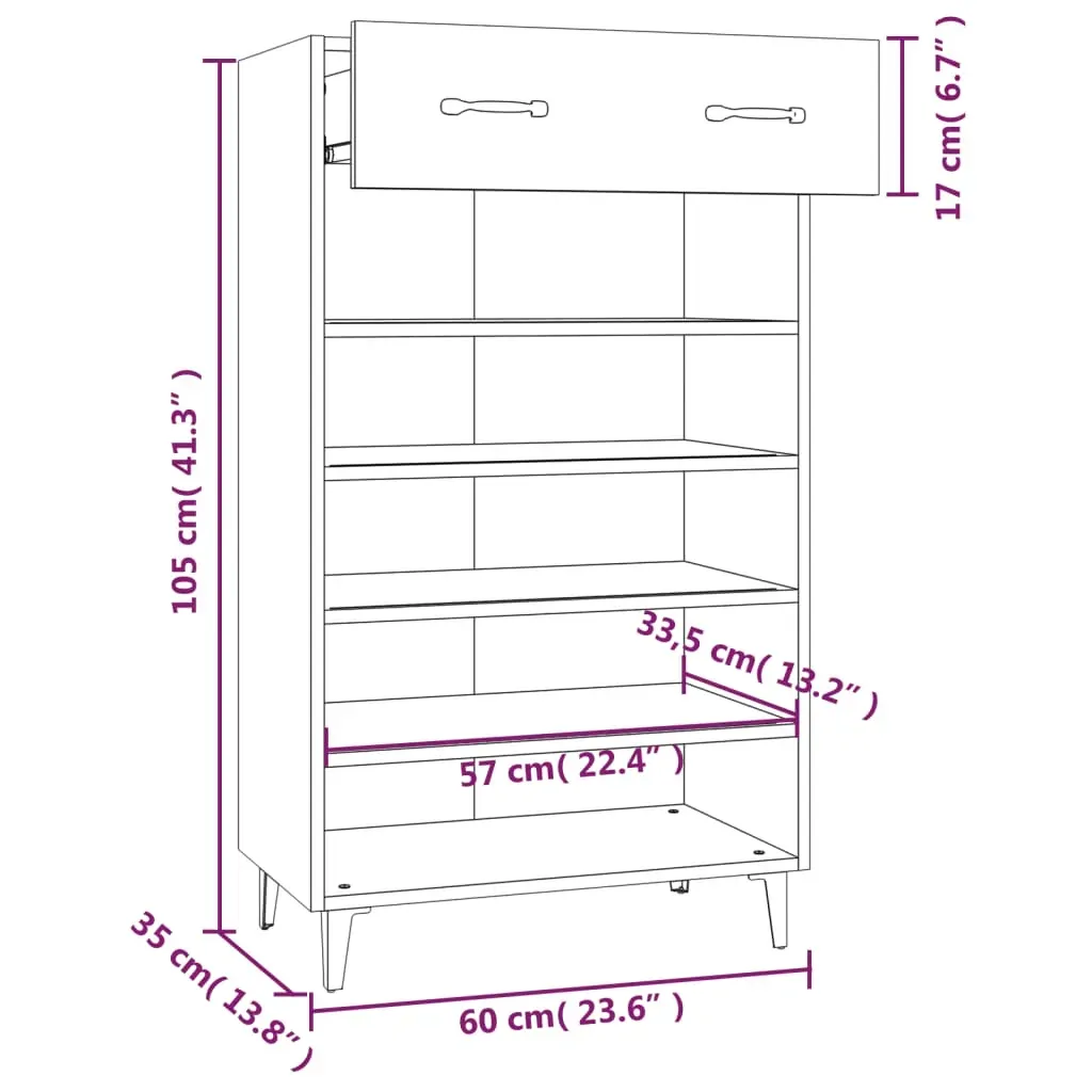 Shoe Cabinet 60x35x105 cm Engineered Wood Price