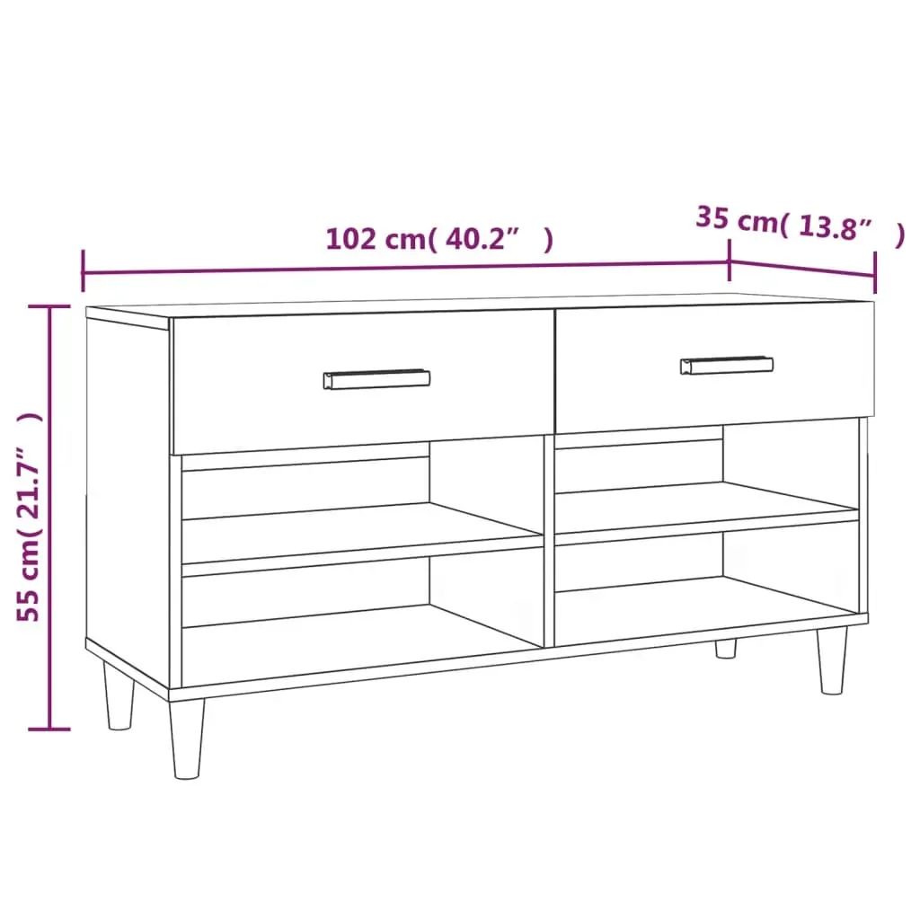 Shoe Cabinet 102x35x55 cm Engineered Wood Price