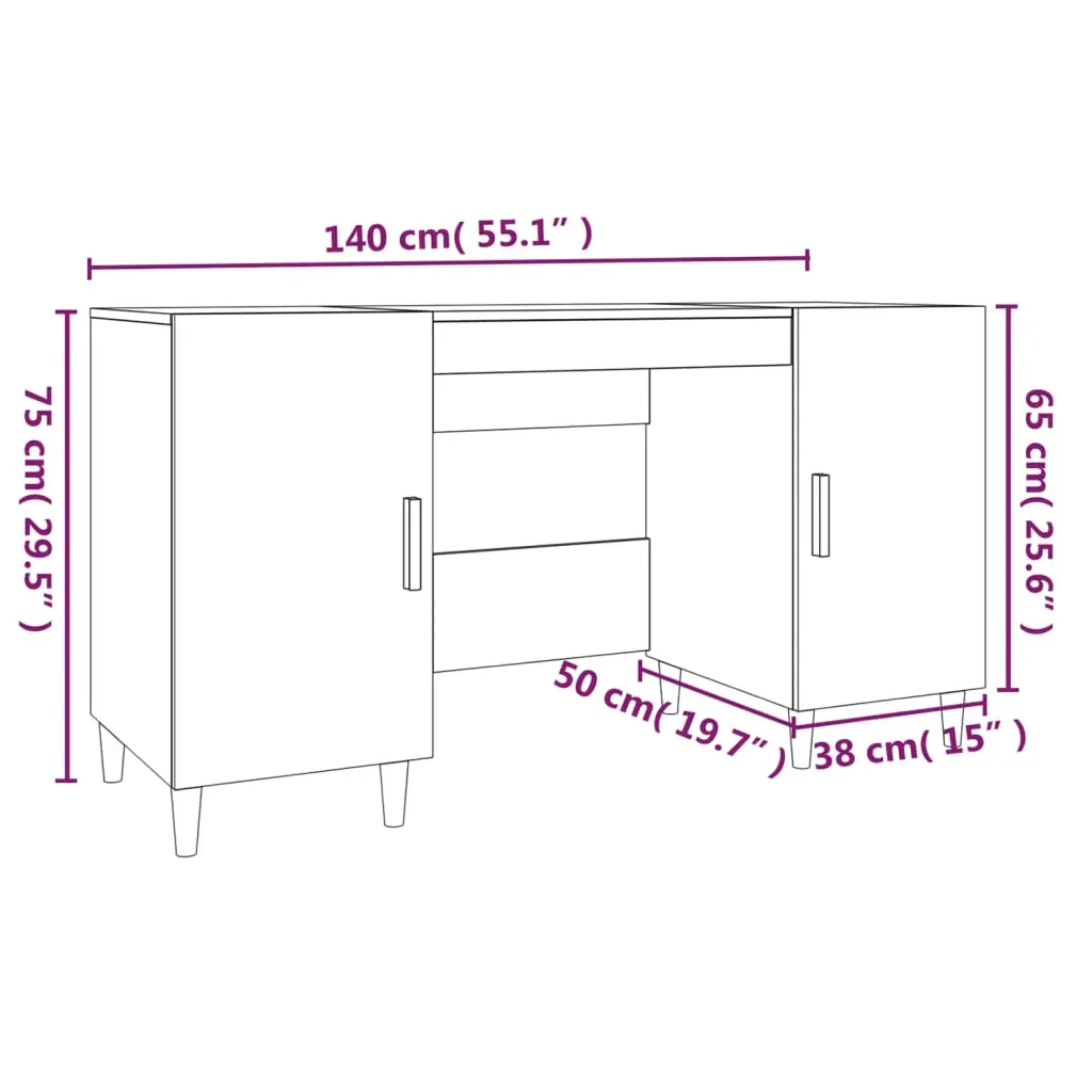 Desk 140x50x75 cm Engineered Wood Price