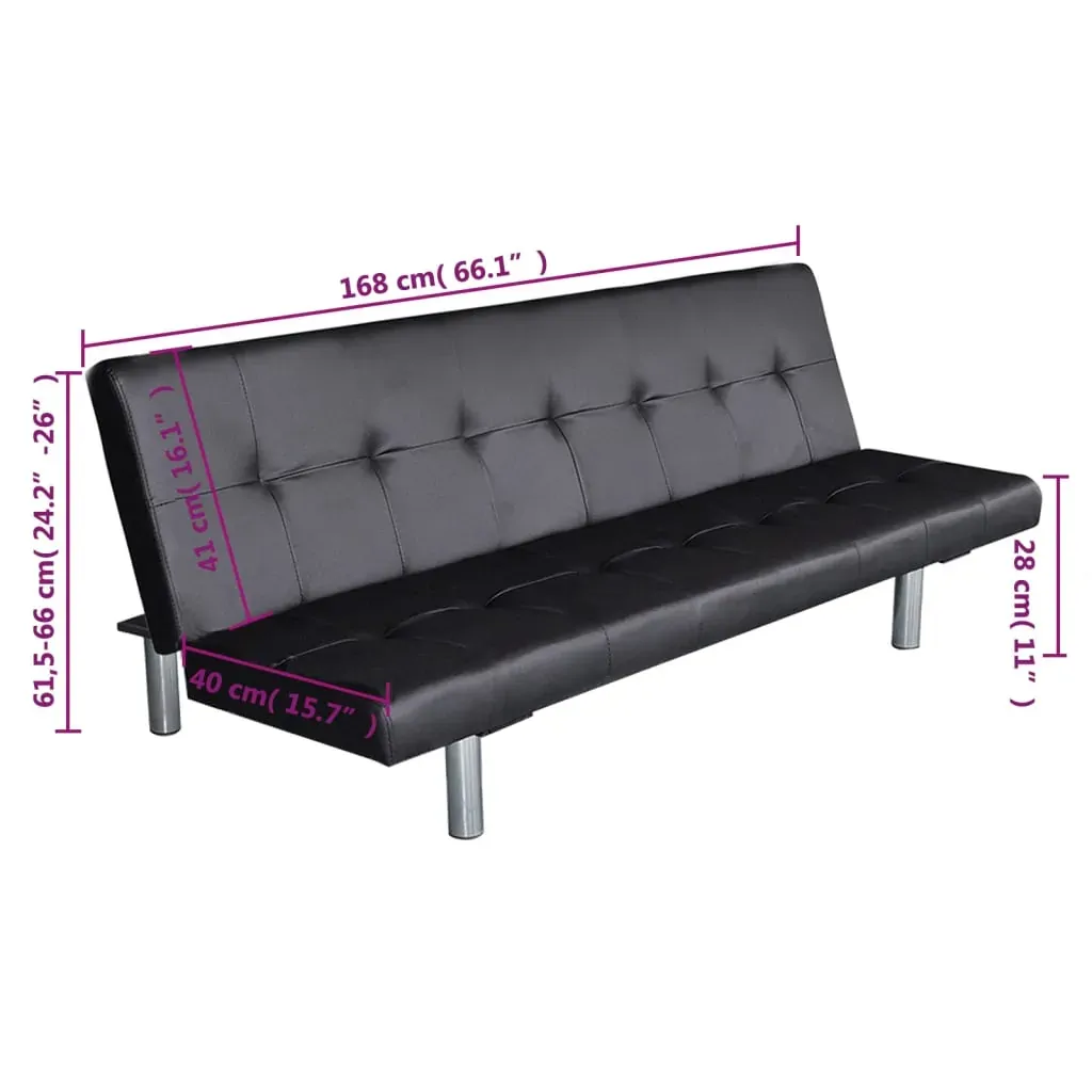 Rutland Sofa Bed with Two Pillows Artificial Leather Adjustable Price