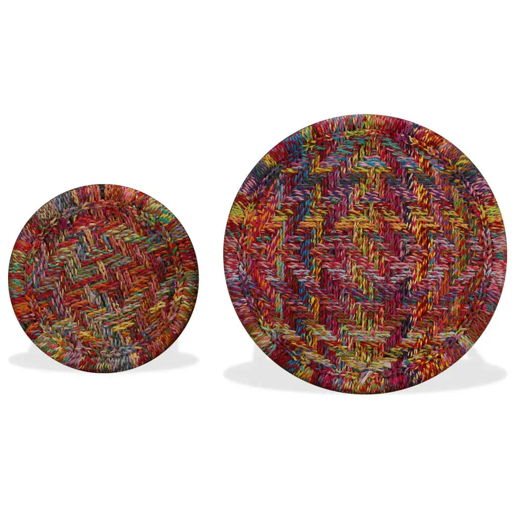 Coffee Table Set 2 Pieces Chindi Weave Details Price