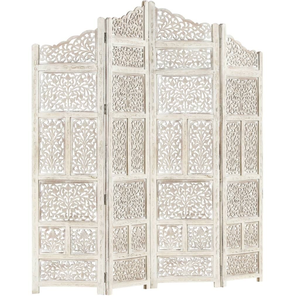 Carneys Hand carved 4-Panel Room Divider 160x165 cm Solid Mango Wood Price