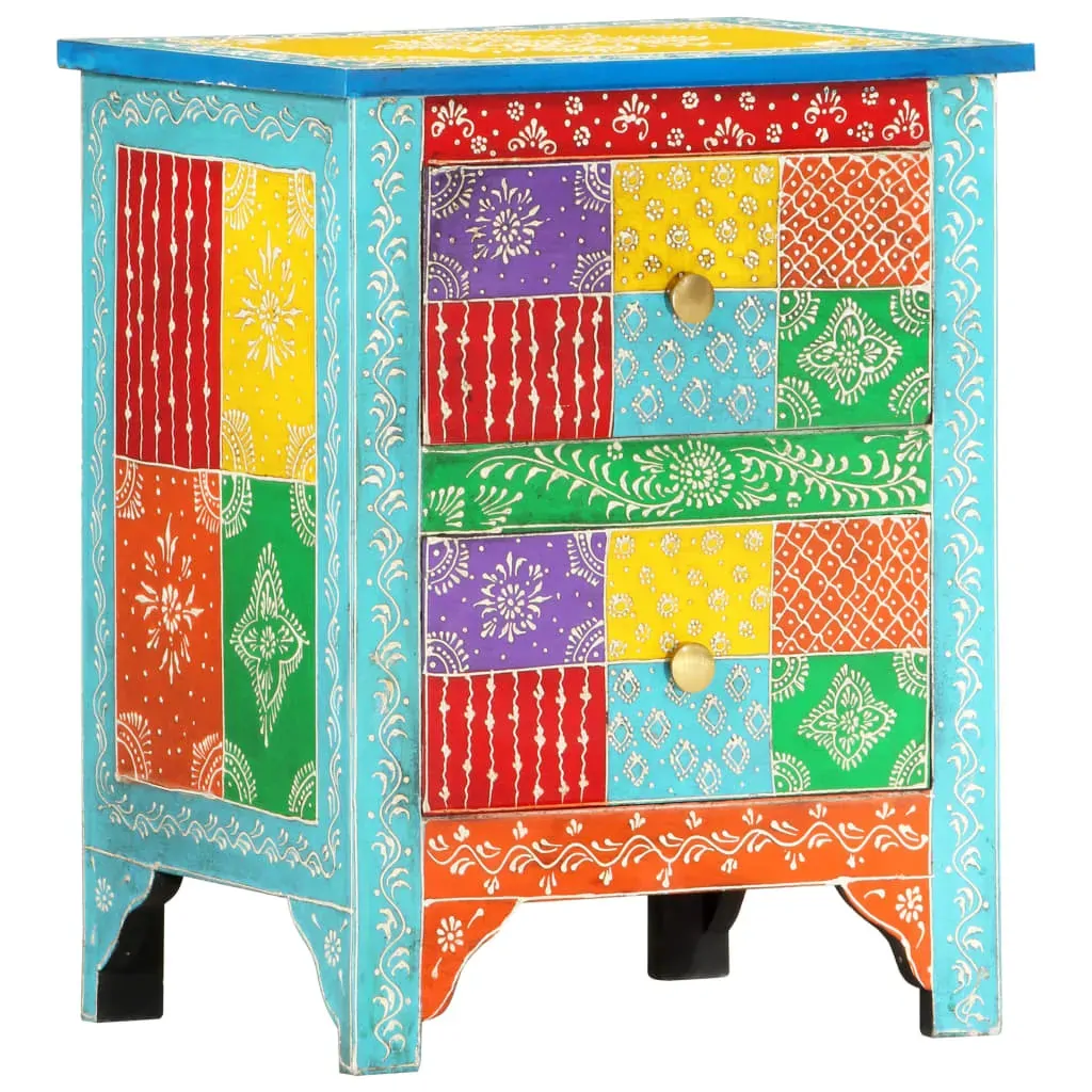 Stewart Hand Painted Bedside Cabinet 40x30x50 cm Solid Mango Wood Price