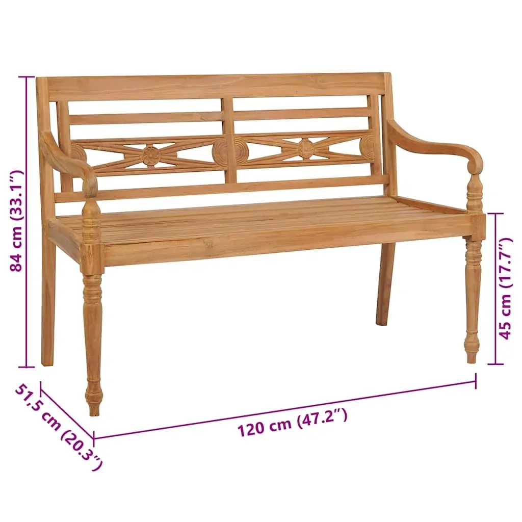 Batavia Bench with Cushion Solid Teak Wood Price
