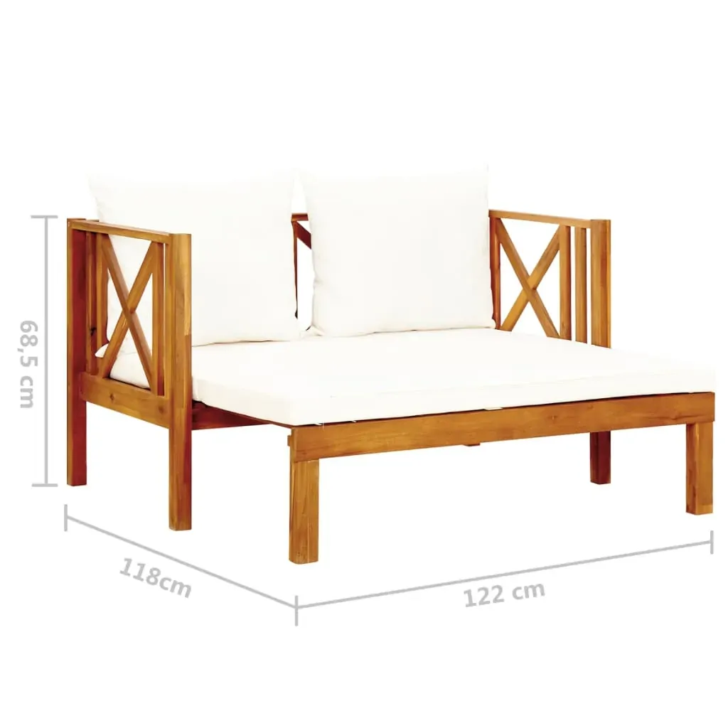 2-Seater Garden Bench with Cushions Solid Acacia Wood Price