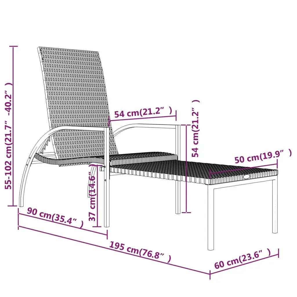 Sun Loungers 2 pcs with Footrest PE Rattan Price