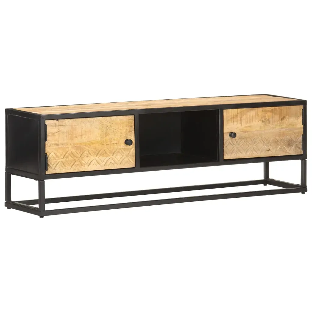 Harpenden TV Cabinet with Carved Door Rough Mango Wood Price