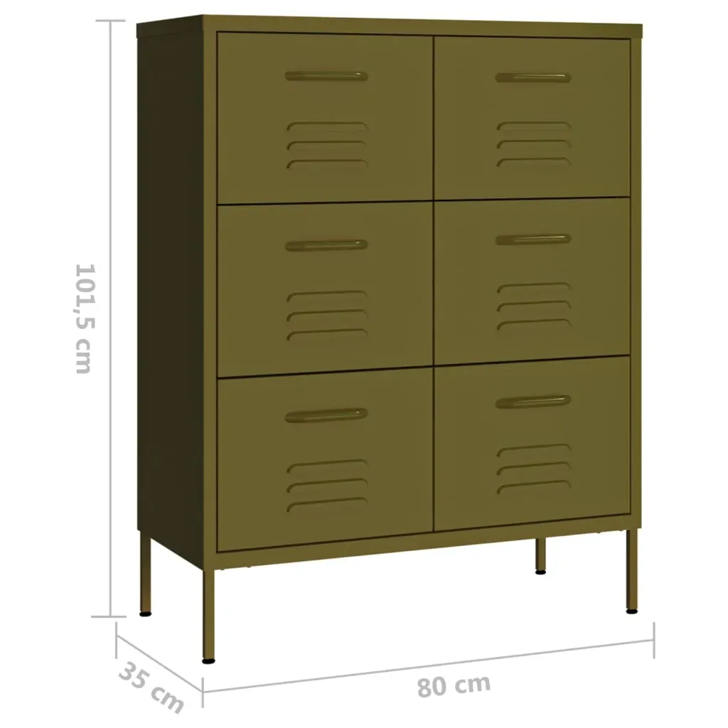 Drawer Cabinet Olive 80x35x101.5 cm Steel Price
