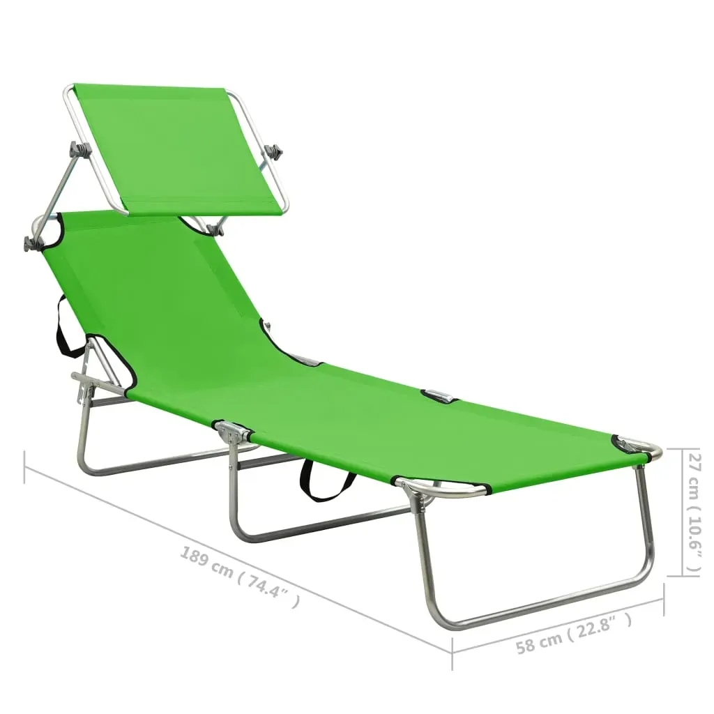 Folding Sun Lounger with Canopy Steel and Fabric Price