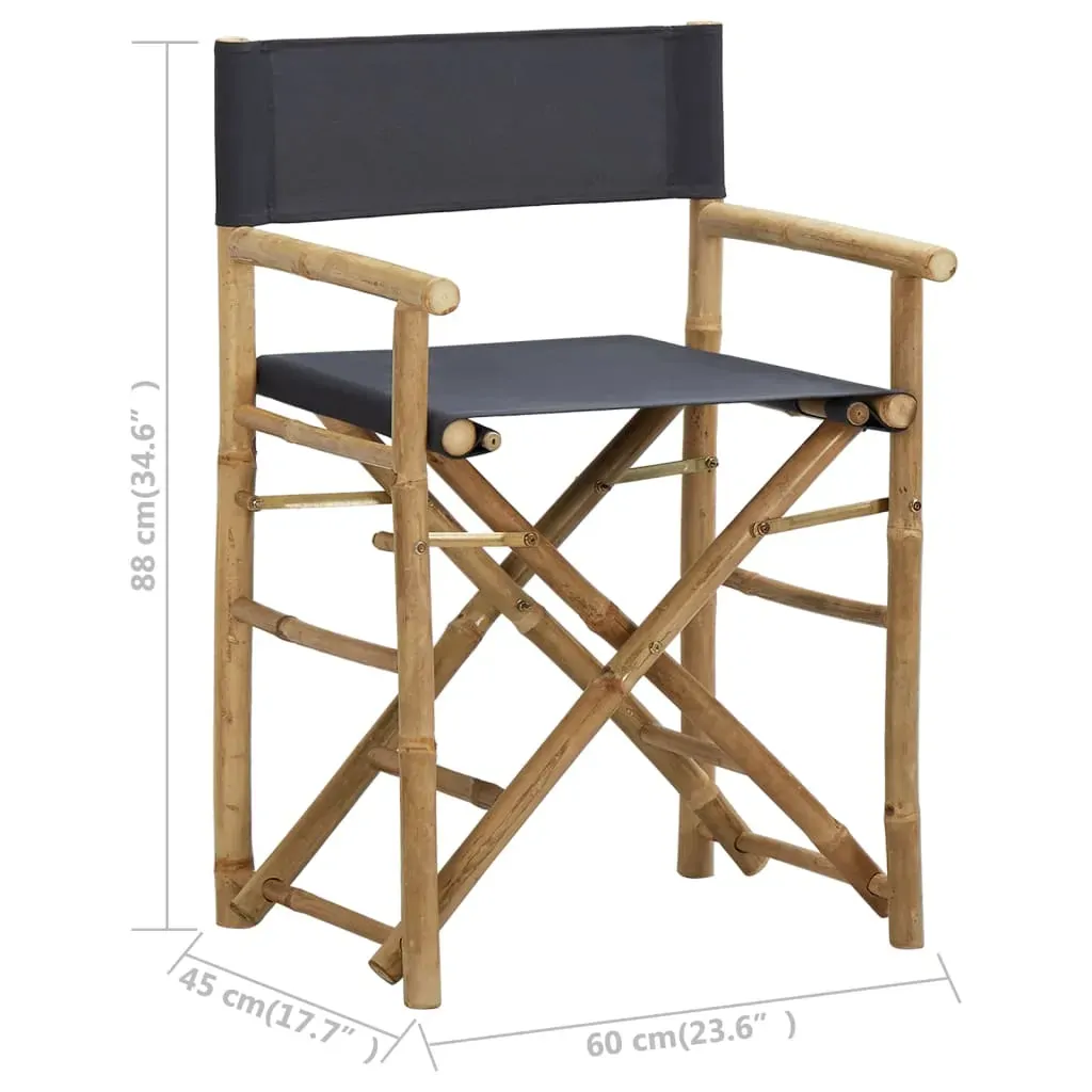 Folding Director's Chair 2 pcs Bamboo and Canvas Price