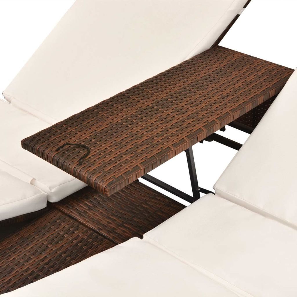 Double Sun Lounger with Curtains Poly Rattan Price