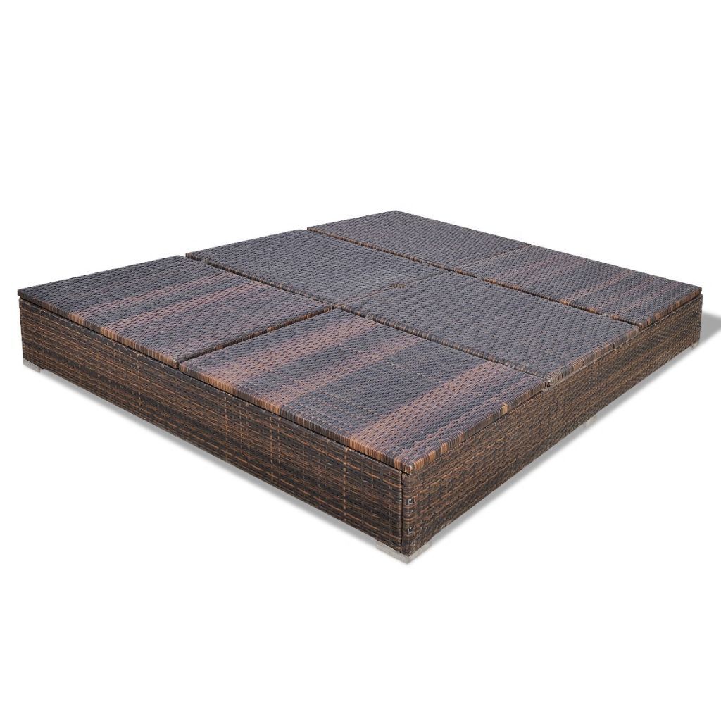 Outdoor Lounge Bed with Umbrella Poly Rattan Price