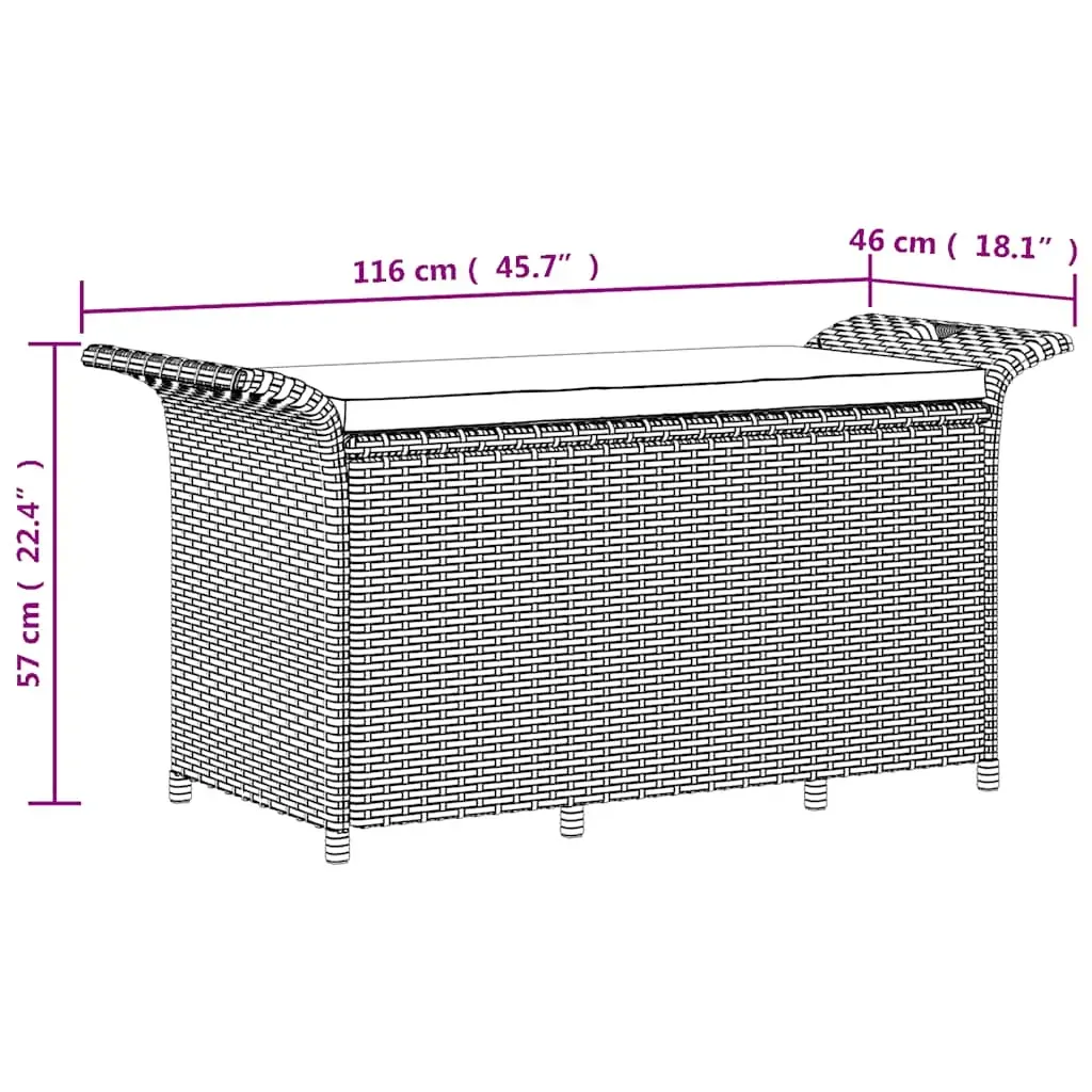 Storage Bench with Cushion 138 cm Poly Rattan Price