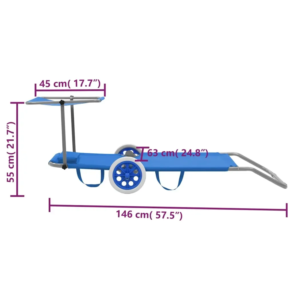 Folding Sun Lounger with Canopy and Wheels Steel Price