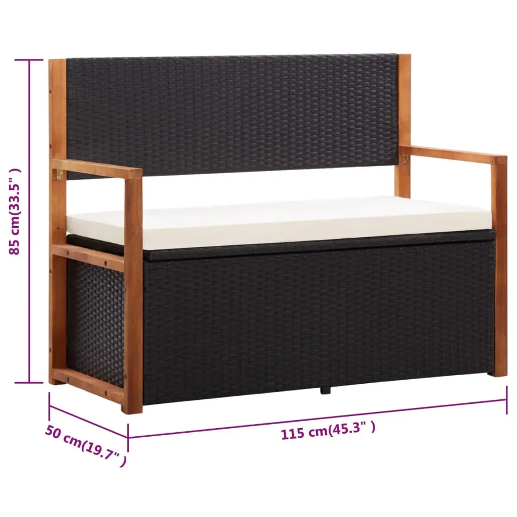 Storage Bench 110 cm Poly Rattan and Solid Acacia Wood Price