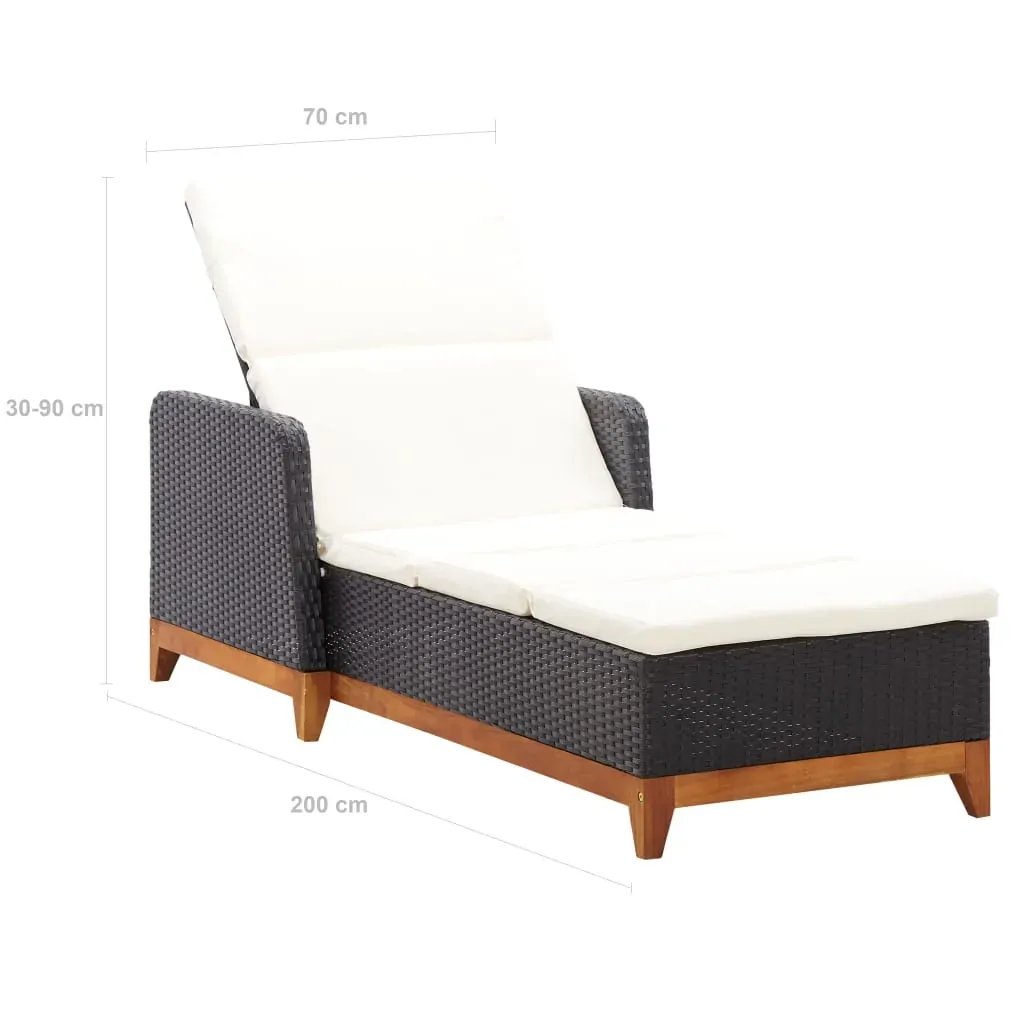 Sun Lounger Poly Rattan and Solid Acacia Wood Price