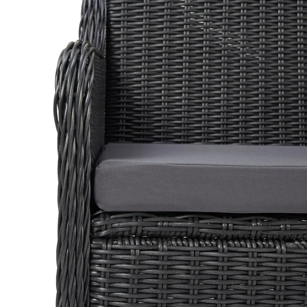 3 Piece Garden Bistro Set with Cushions Poly Rattan Black Price