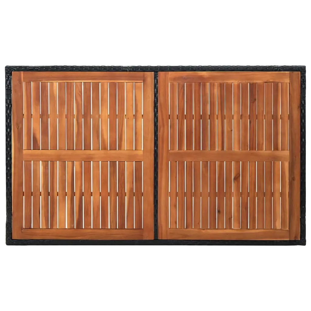 Outdoor Dining Set Poly Rattan Acacia Wood Black Price