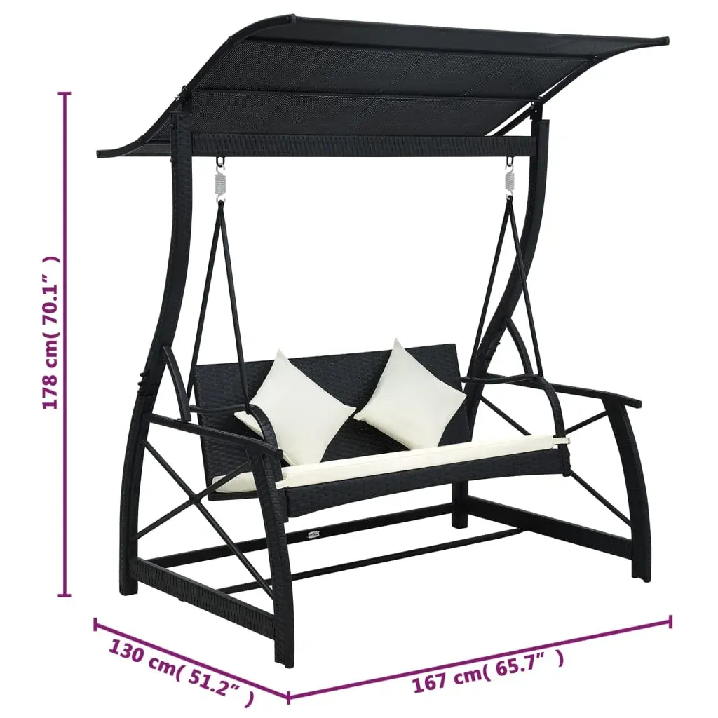 3-Seater Garden Swing Bench with Canopy Poly Rattan Price