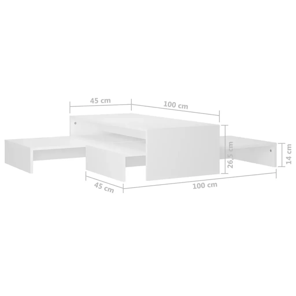 Nesting Coffee Table Set 100x100x26.5 cm Engineered Wood Price