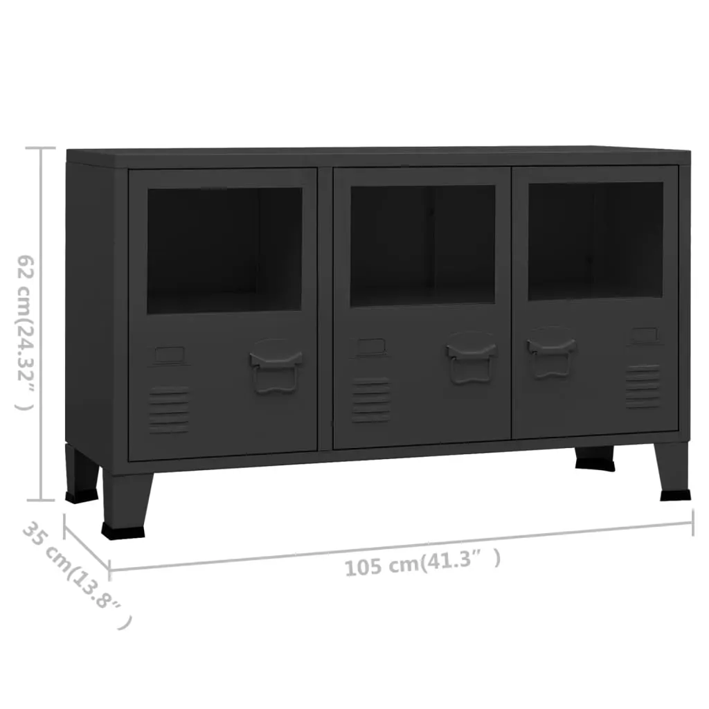 Industrial Sideboard 105x35x62 cm Metal and Glass Price