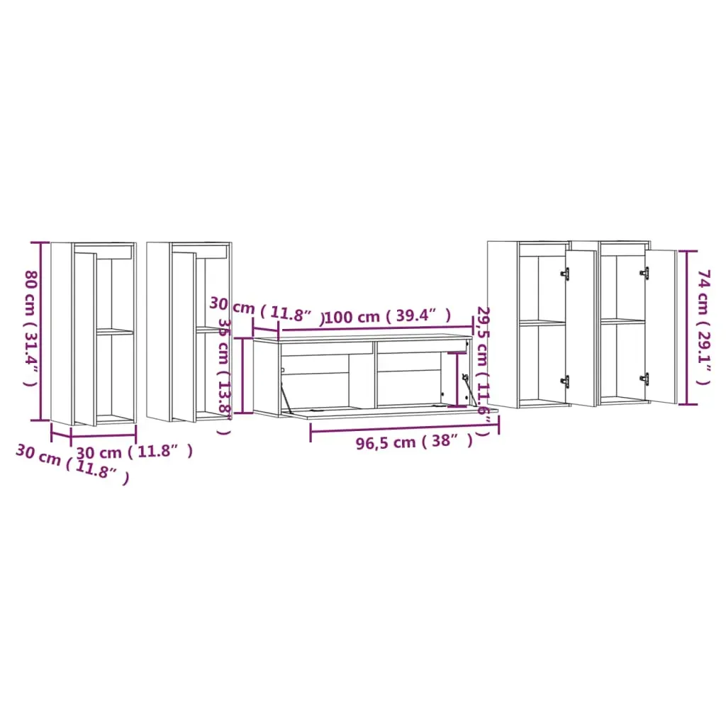 Carver TV Cabinets 5 pcs Solid Wood Pine Price