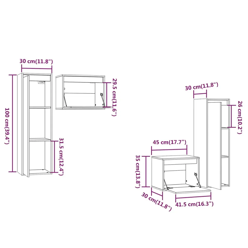 Airdrie TV Cabinets 4 pcs Solid Wood Pine Price