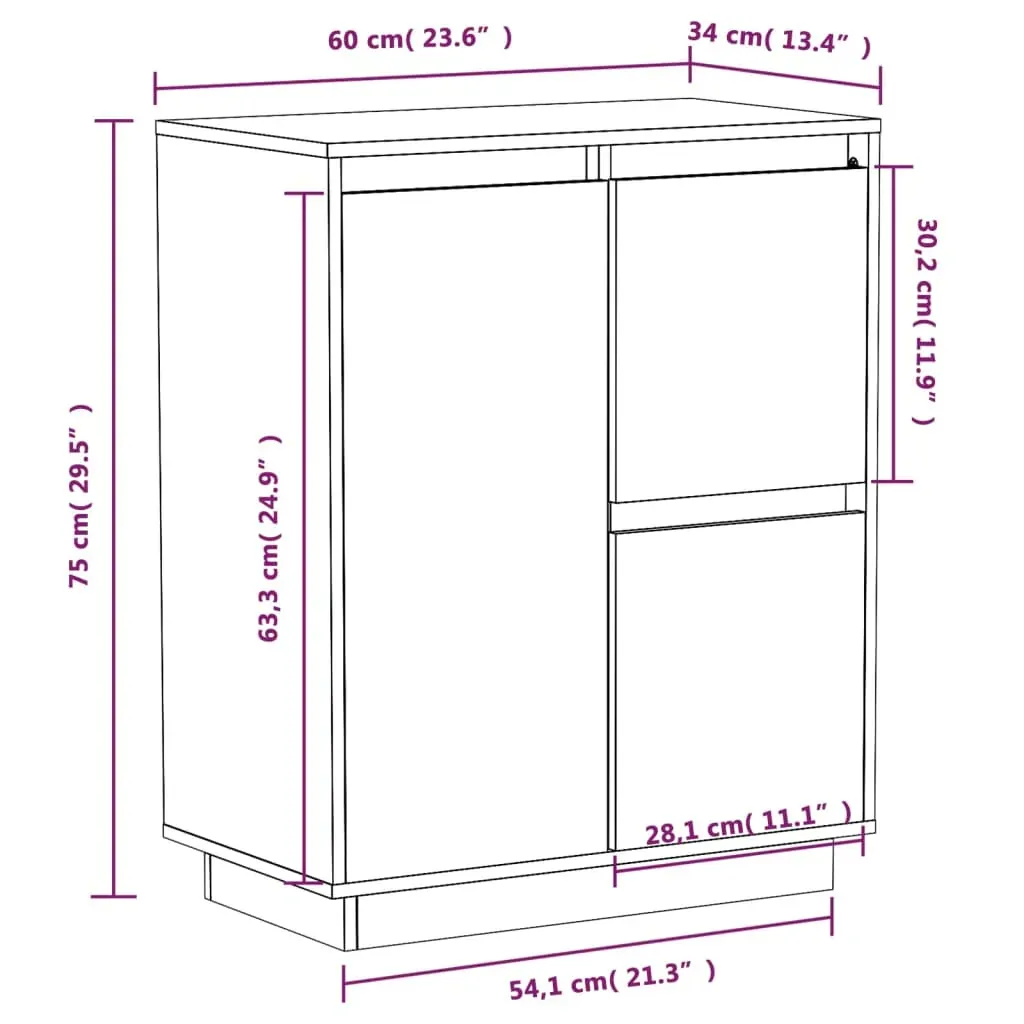 Sideboard 60x34x75 cm Solid Wood Pine Price