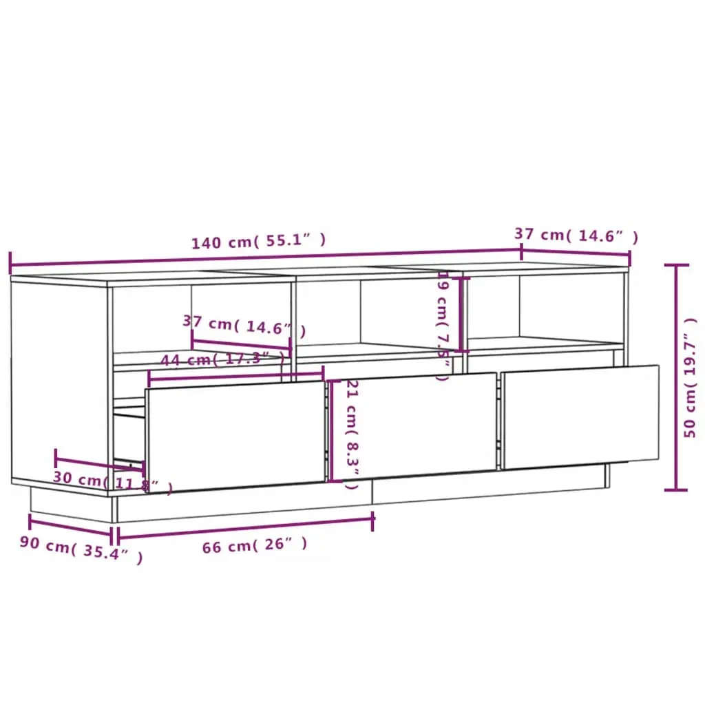 Puente TV Cabinet 140x37x50 cm Solid Wood Pine Price