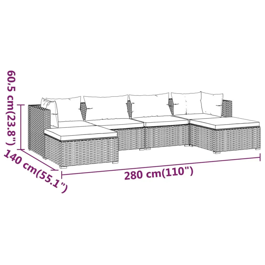 Garden Lounge Set with Cushions Poly Rattan Brown Price
