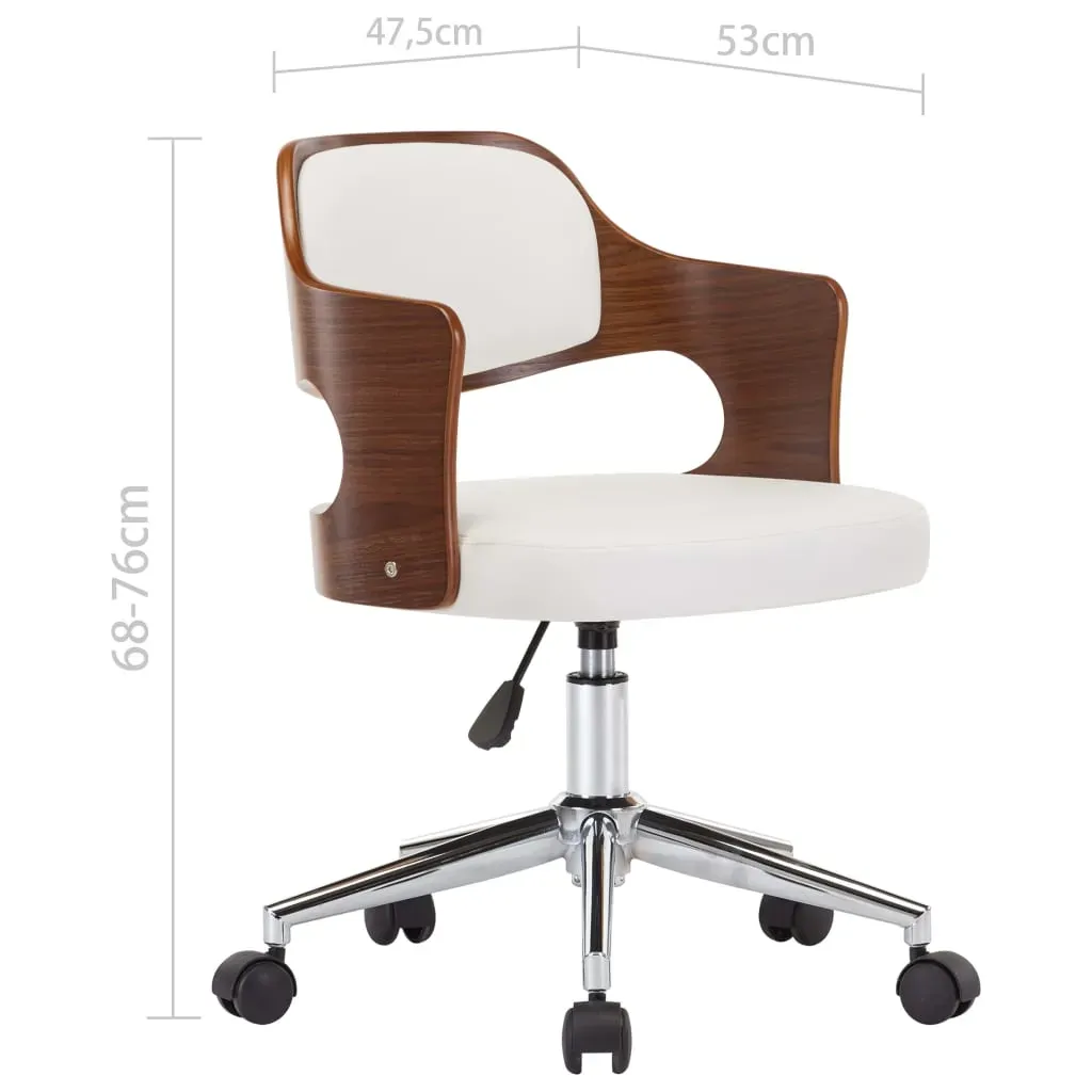 Swivel Dining Chair White Bent Wood and Faux Leather Price
