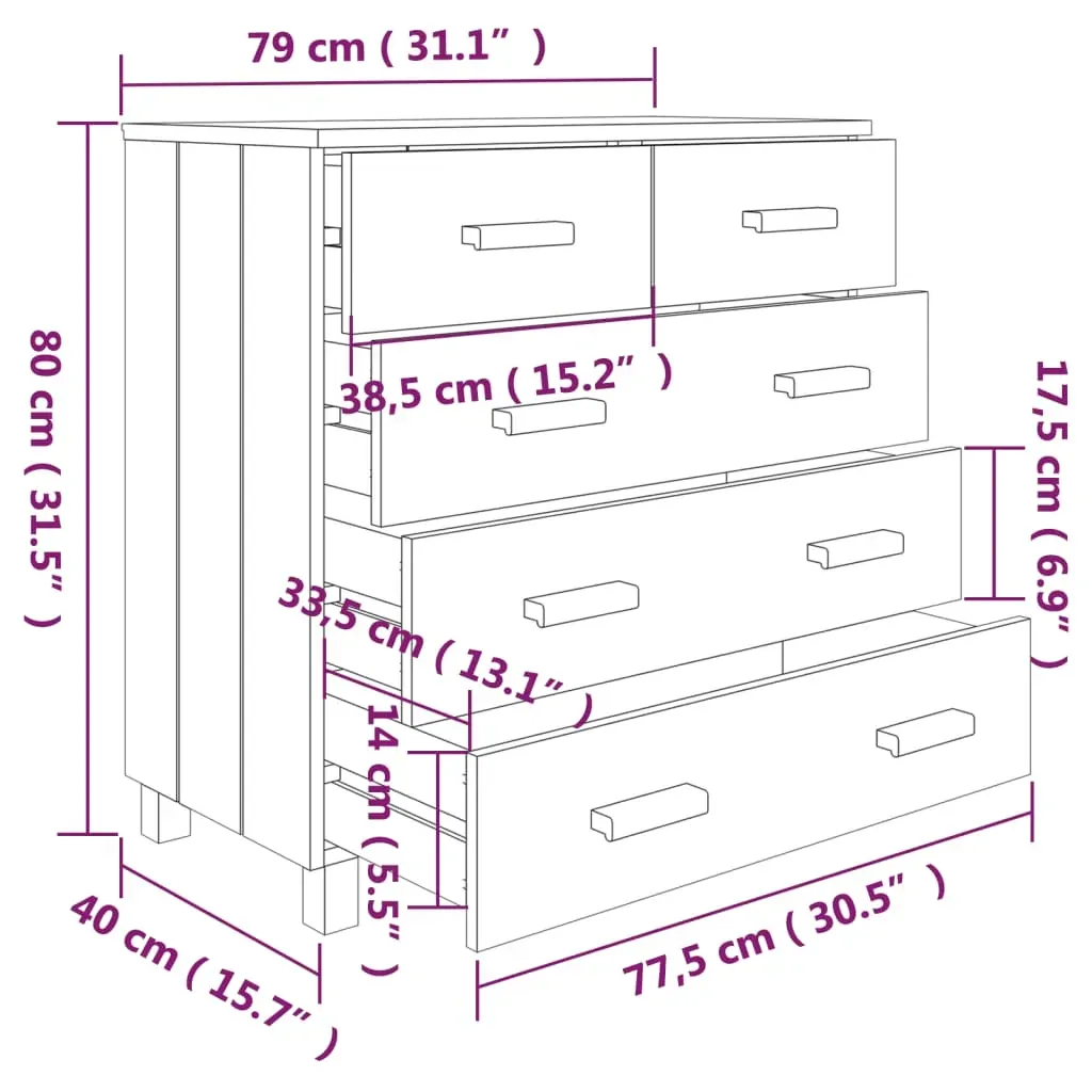 Sideboard Honey 79x40x80 cm Solid Wood Pine Price