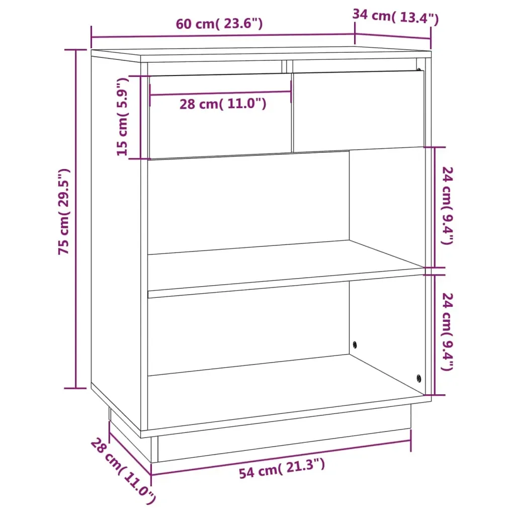 Console Cabinet 60x34x75 cm Solid Wood Pine Price