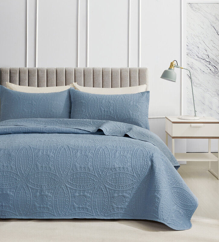 Lisbon Quilted 3 Pieces Embossed Coverlet Set Price