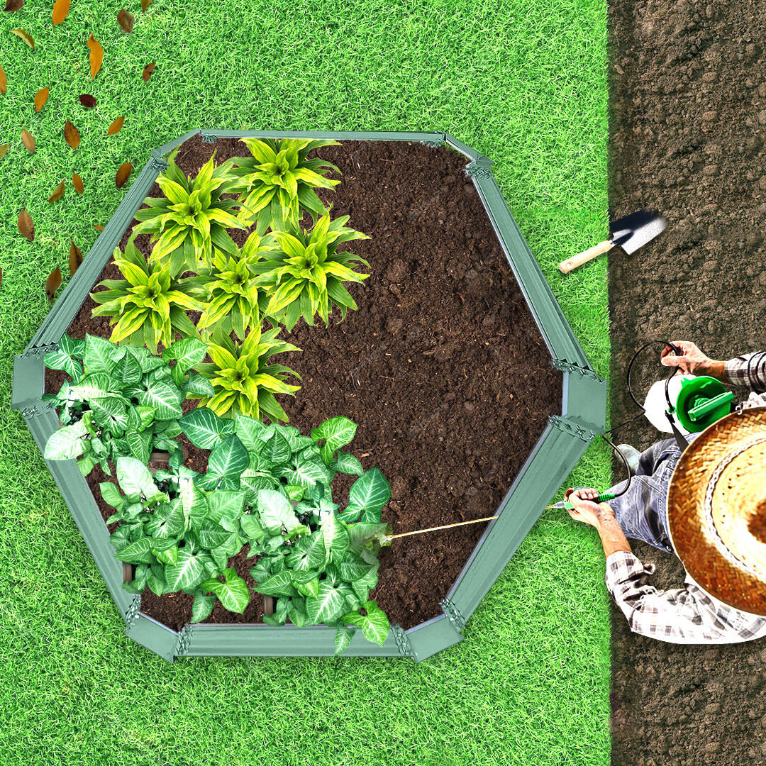 60cm Hexagon Shape Galvanised Raised Garden Bed Vegetable Herb Flower Outdoor Planter Box Price
