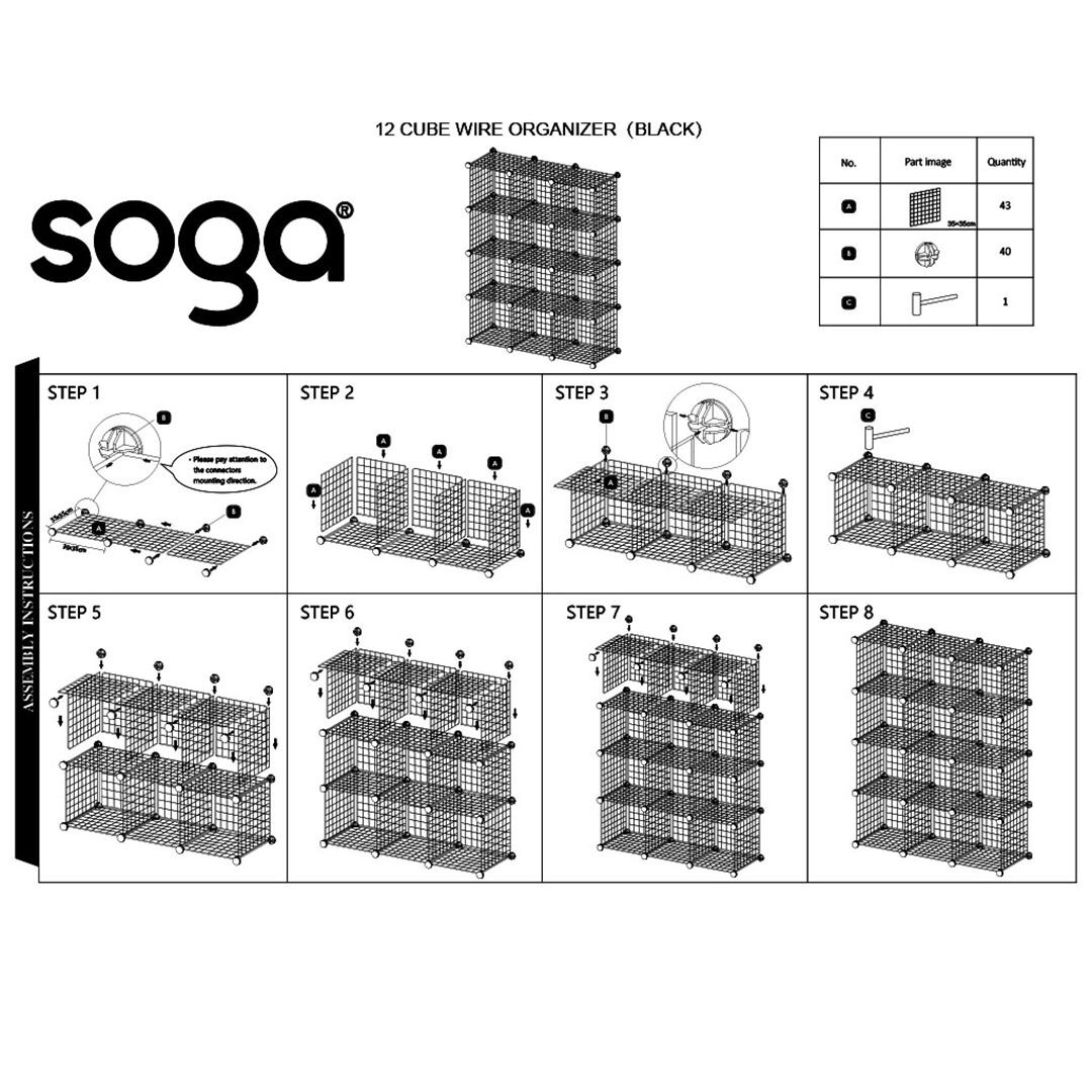 Black Portable Storage Organiser Foldable DIY Modular Grid Space Saving Shelf Price