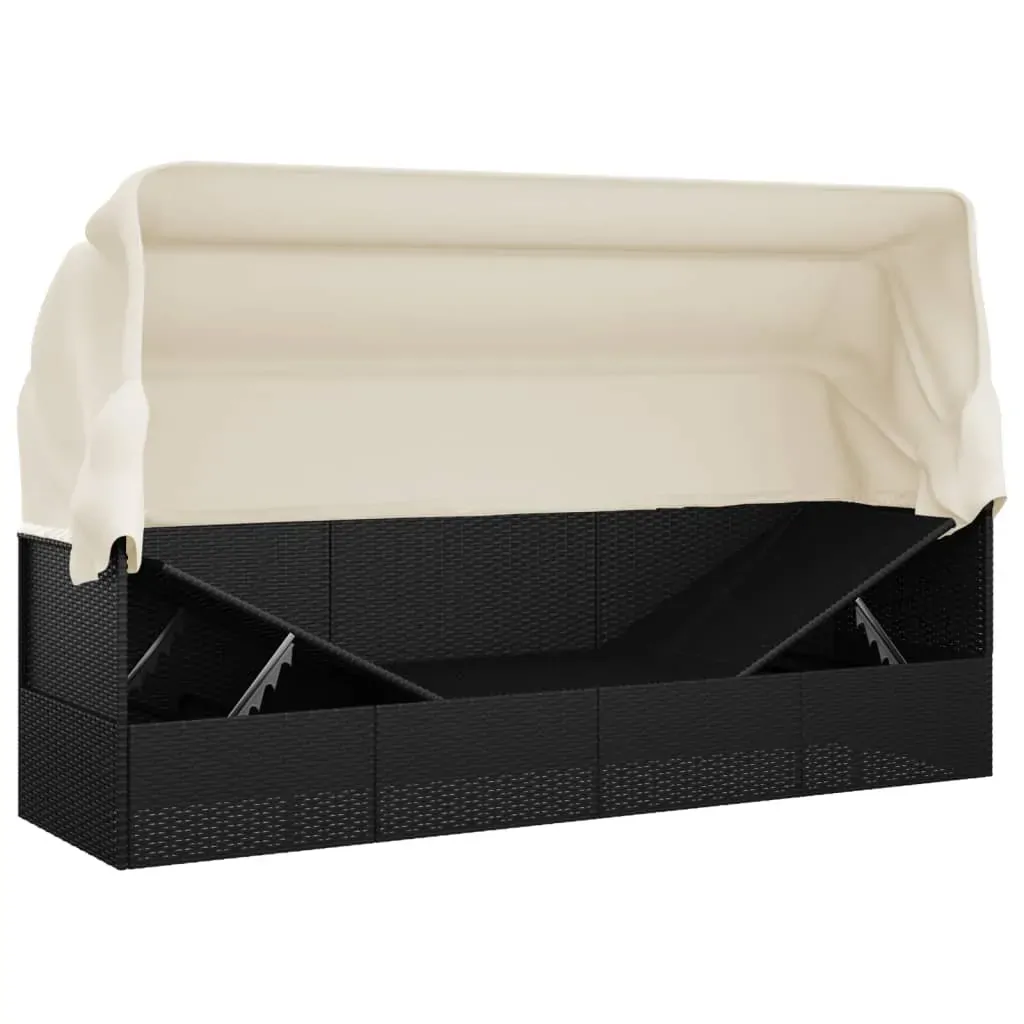 Outdoor Lounge Bed with Roof and Cushions Poly Rattan Price