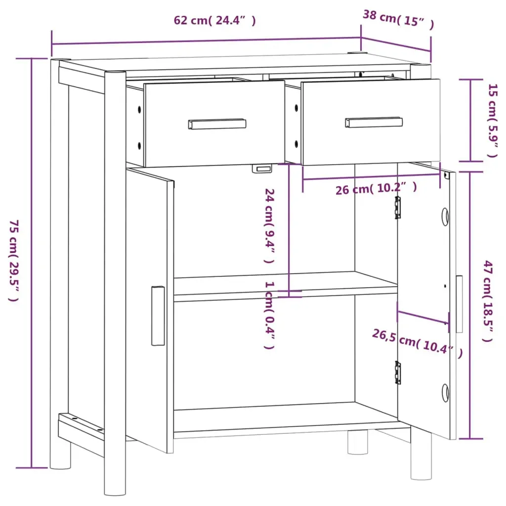 Sideboard 62x38x75 cm Engineered Wood Price