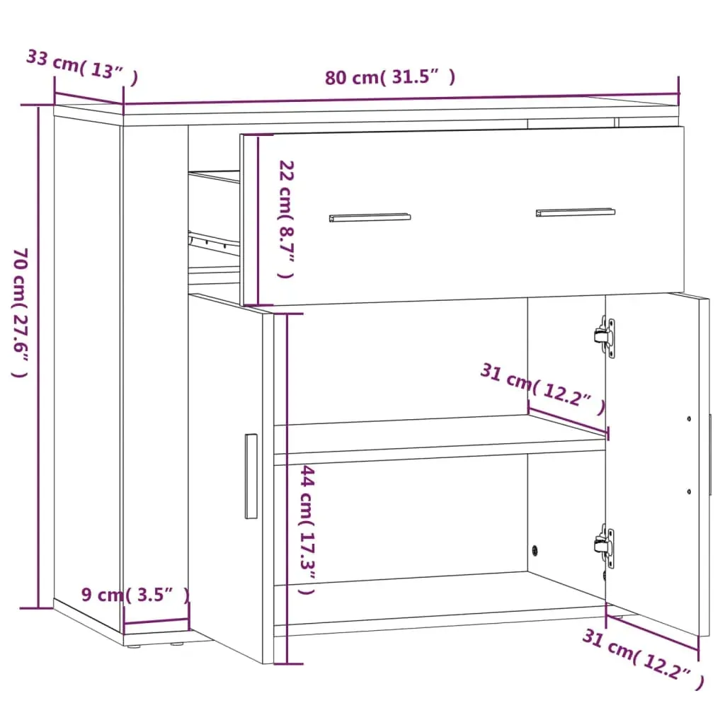 Sideboard 80x33x70 cm Engineered Wood Price