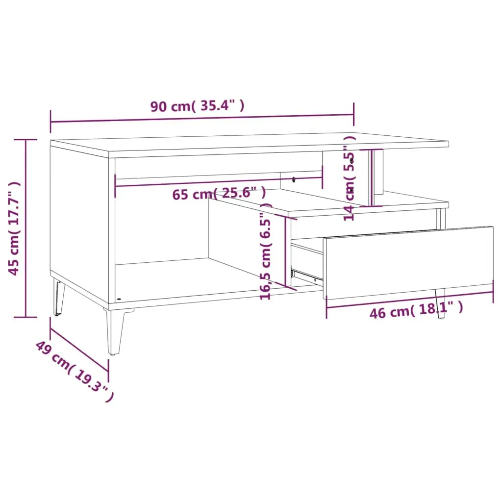 Coffee Table 90x49x45 cm Engineered Wood Price