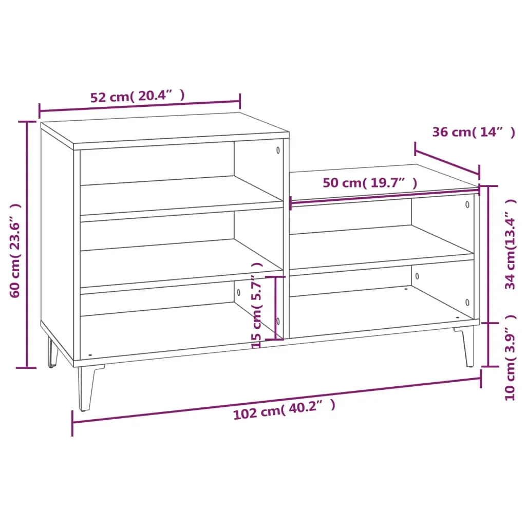 Shoe Cabinet 102x36x60 cm Engineered Wood Price