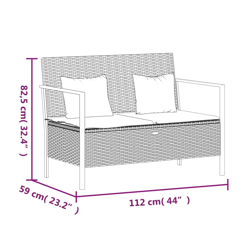 2-Seater Garden Bench with Cushions Poly Rattan Price