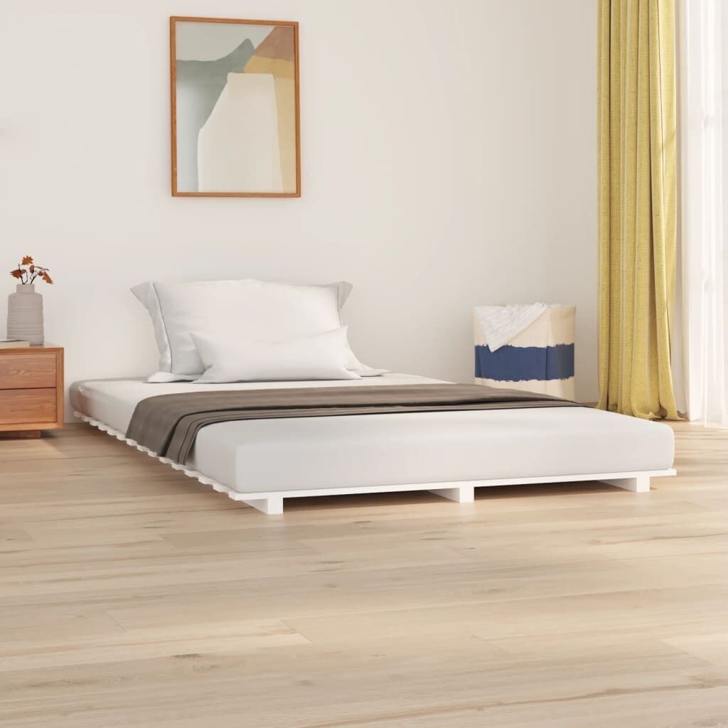 Bed Frame without Mattress White 150x200 cm Solid Wood Pine Price