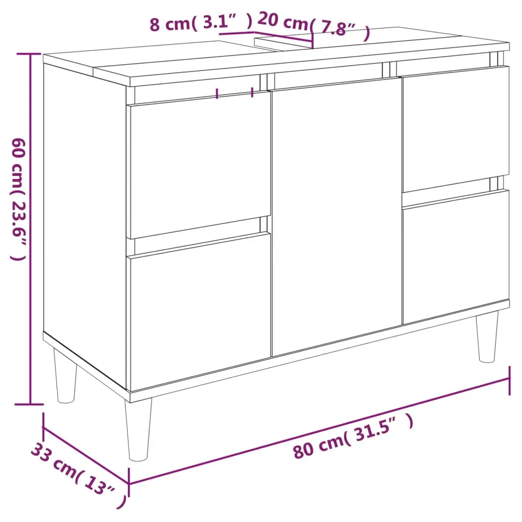 3 Piece Bathroom Furniture Set Engineered Wood Price