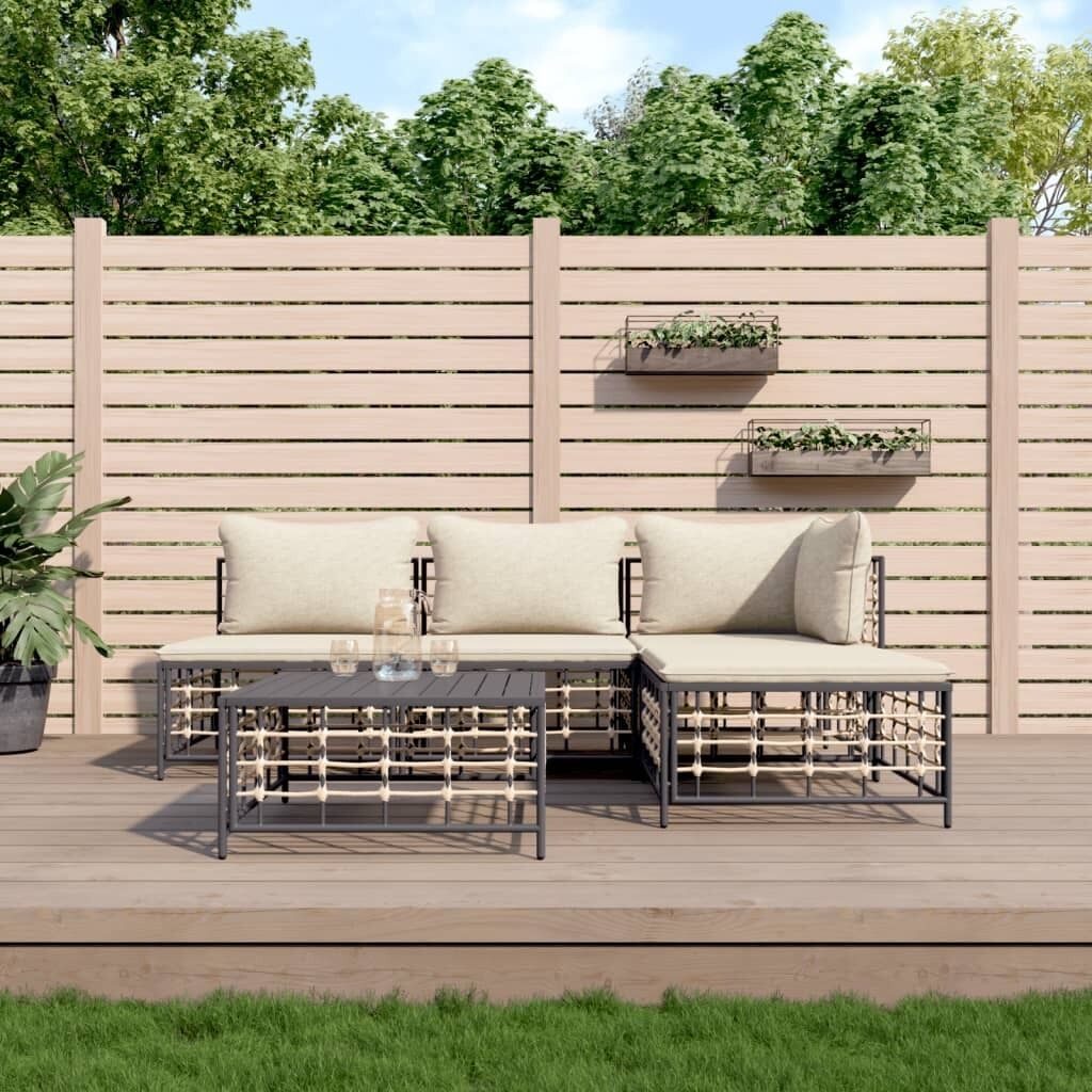 Garden Lounge Set with Cushions Anthracite Poly Rattan Price