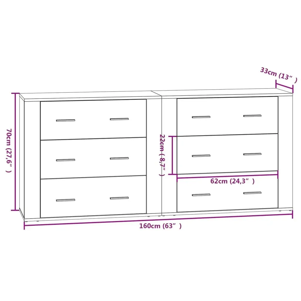 Sideboards 2 pcs Engineered Wood Price