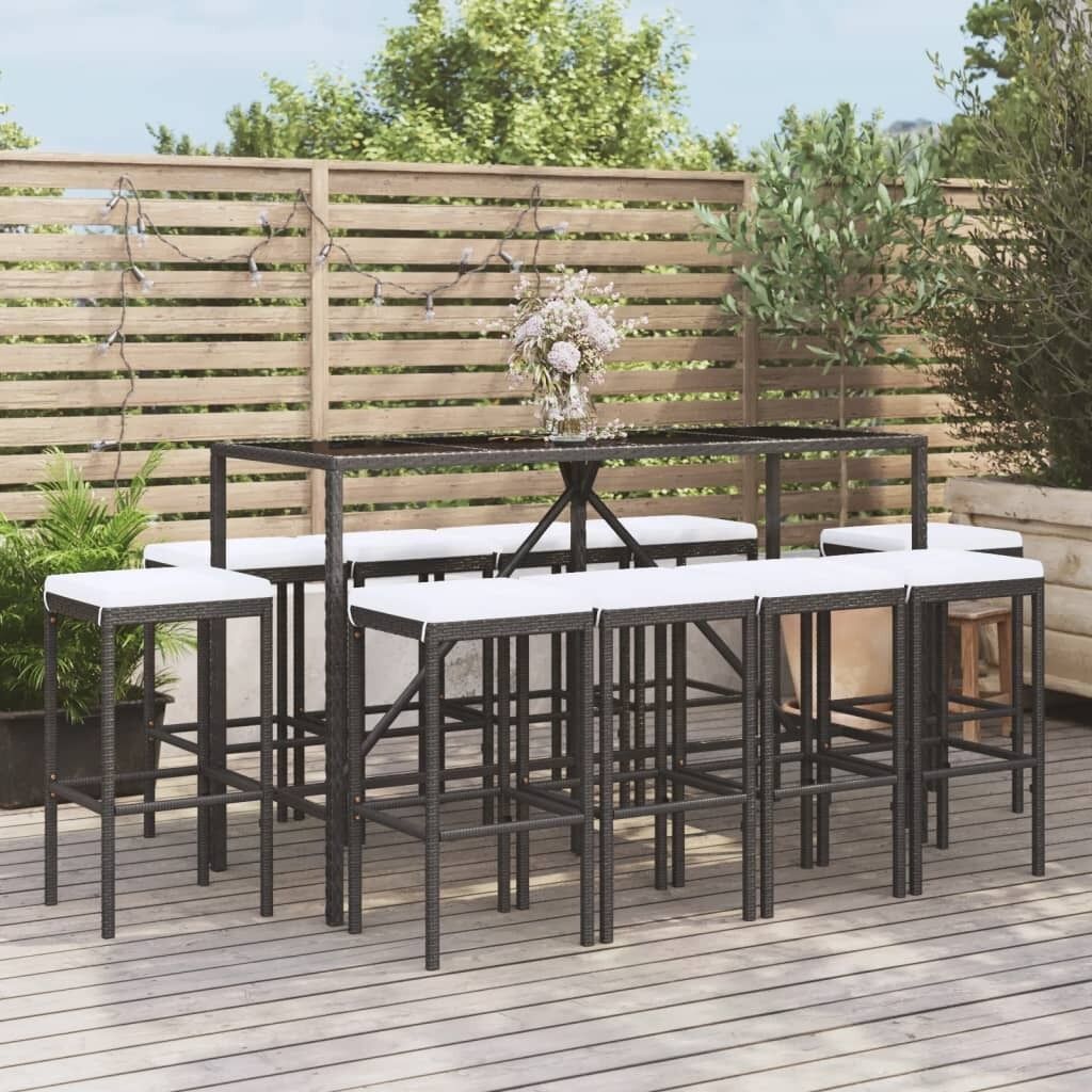 Garden Bar Set with Cushions Poly Rattan Price